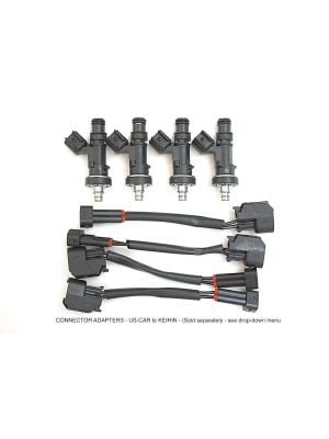 Complete set of 4 shown with EV6 to Keihin wired adapter set. (Sold separately. See Drop-down menu.) 