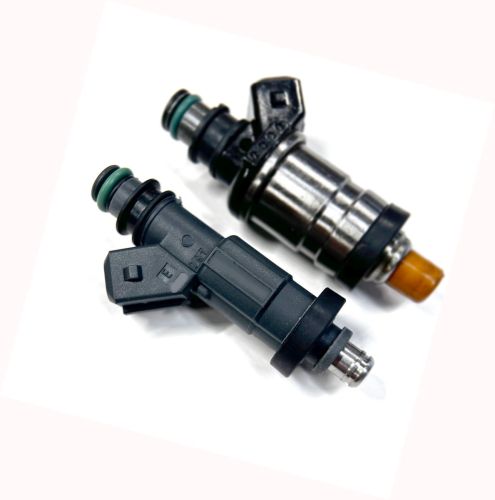 Set of 8 - EV6-style fuel injectors - See listing for details.
(The OEM-style Keihin fuel injector shown for fit comparison only.)